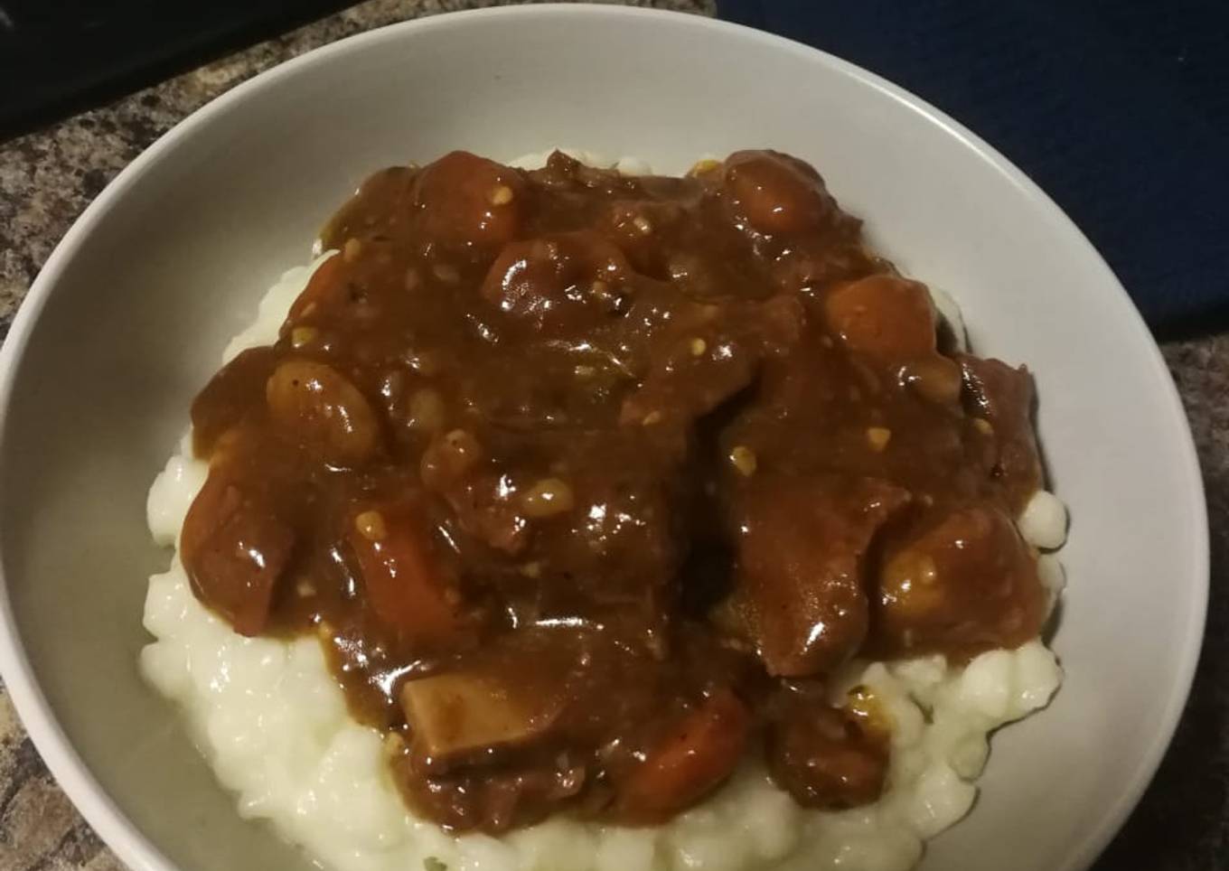 Samp and beef stew