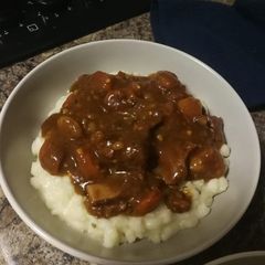 A picture of Samp and beef stew.