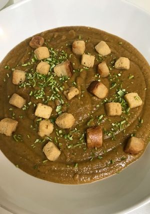 Una foto de Crema de lentejas