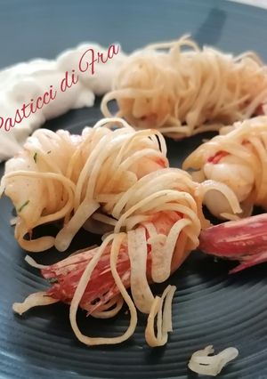 A picture of Gluten-Free Kataifi-Wrapped Shrimp.