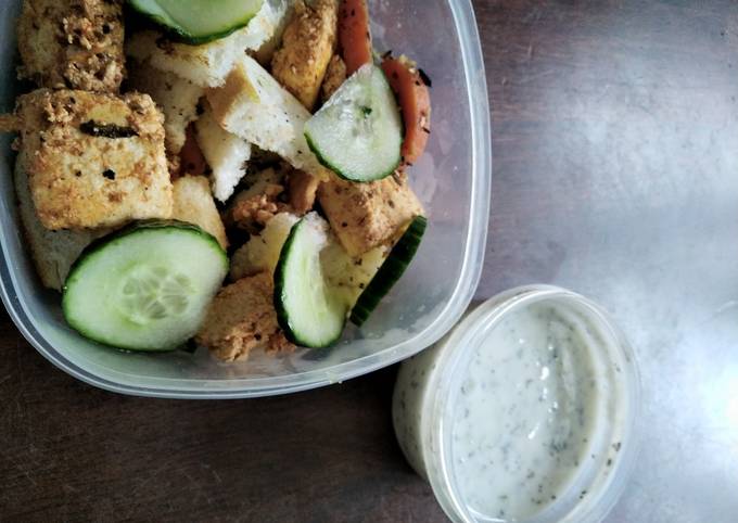 Easiest Way to Make Favorite Greek-inspired salad bowl with paneer souvlaki