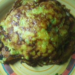 A picture of Green fried egg pancake.