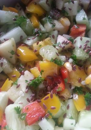 A picture of Cucumber Parsley salad.