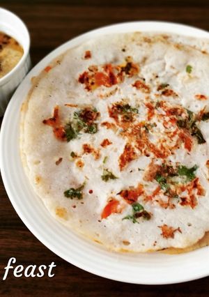 A picture of Uttapam South Indian savory pancake.