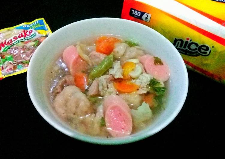 Cara Gampang Menyiapkan Sup Daging Bakso Sosis #217 Anti Gagal