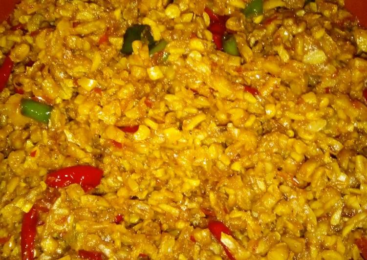 Resep Kering Tempe Porsi Hajatan (pedas-manis) 😊 yang Enak