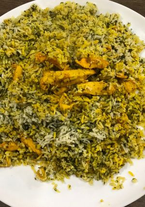 عکسی از دستور سبزی پلو با مرغ به روش یاس