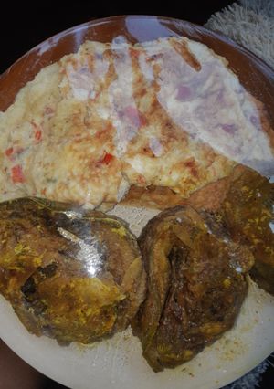 A picture of Fried Fish and eggs.