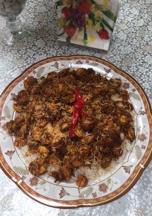 صورة لوصفة كبسة البسمتي مع الربيان