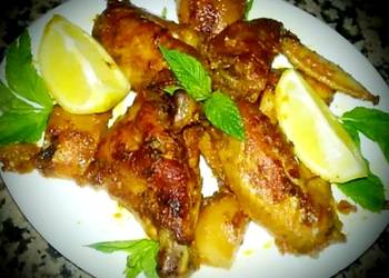 How to Recipe Appetizing Oven Grilled Chicken Wings With Potato In Awesome Sauce