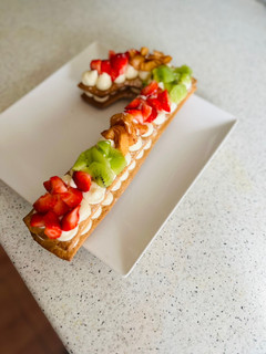 Una foto de Tarta de números con fruta