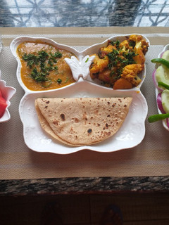 A picture of Cauliflower n Potatoes with daal n roti#My staple food recipe co.