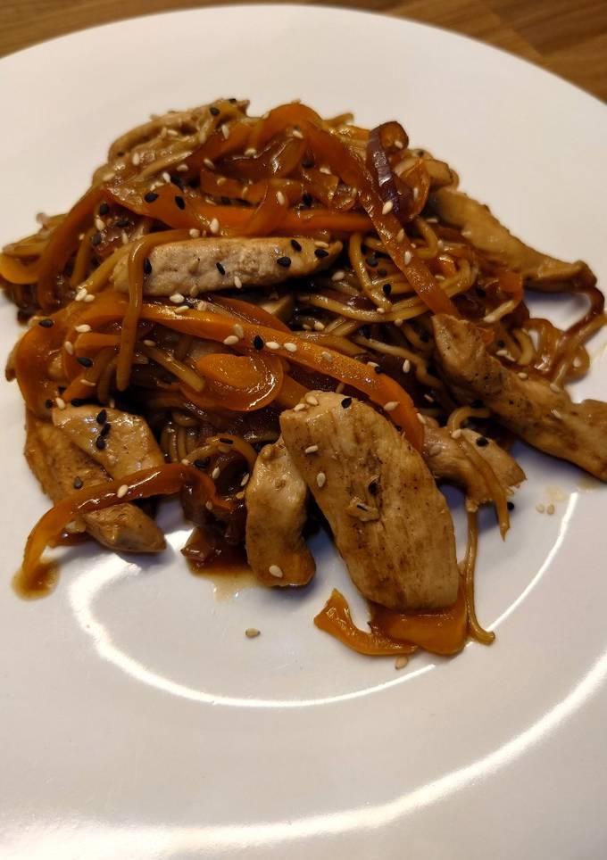 Теріякі з куркою стір-фрай Teriyaki chicken stir fry