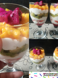 Foto resep Fruit salad with whipped cream