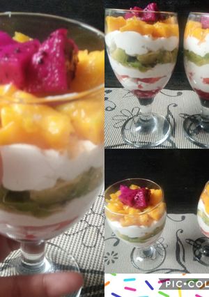 Foto resep Fruit salad with whipped cream