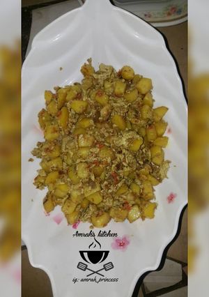 A picture of Breakfast idea potatoes and egg😁.