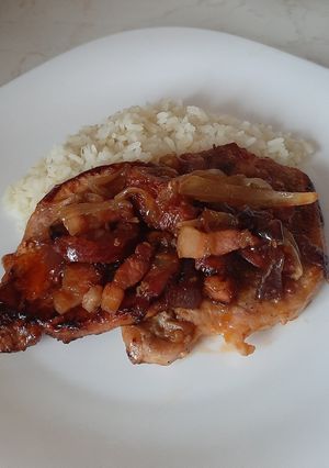 Hagymás füstös karaj recept fotója
