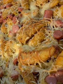 Una foto de Salchipapas muy calóricas