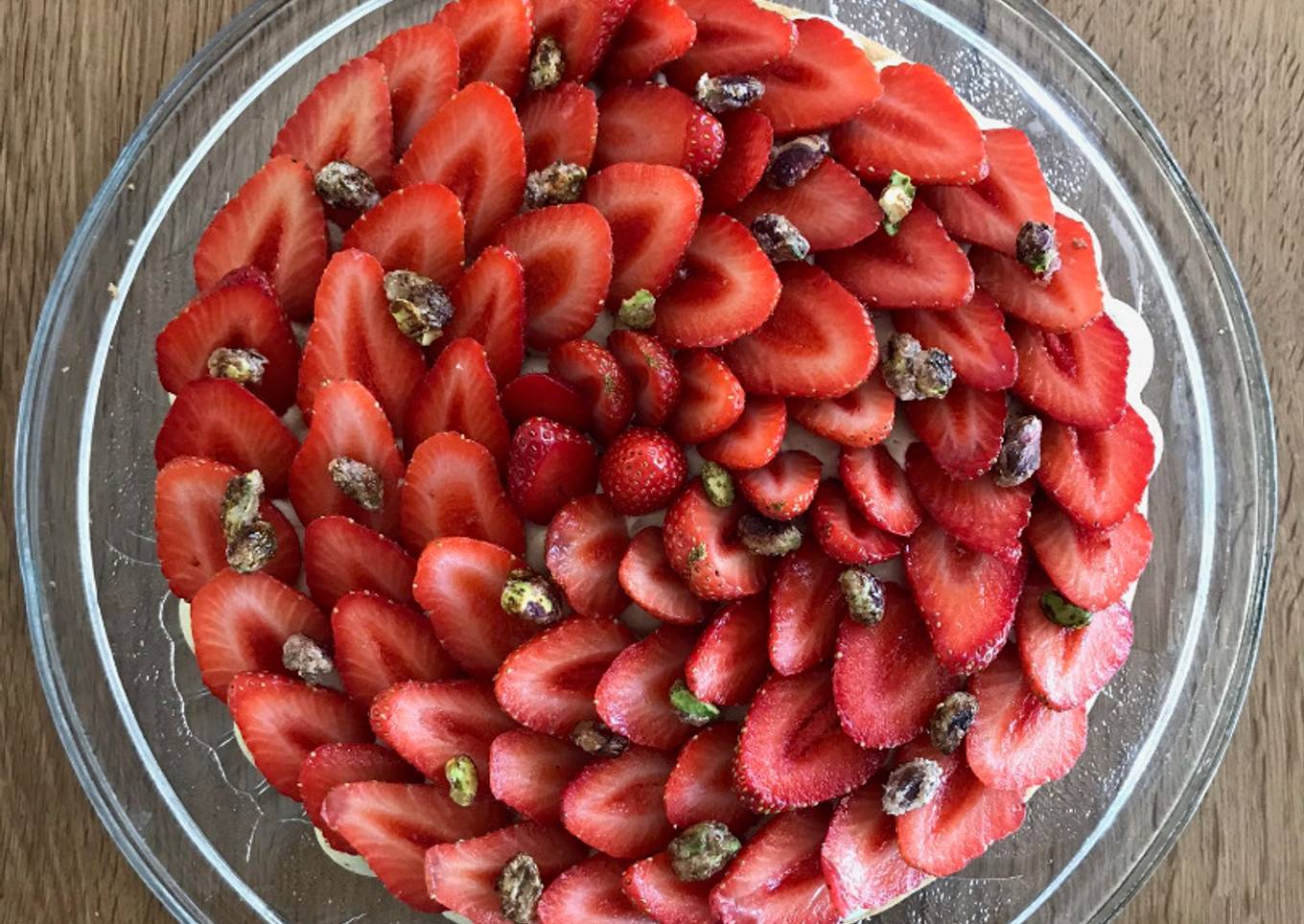 Tarte aux Fraises, Sablé breton et Ganache pistache