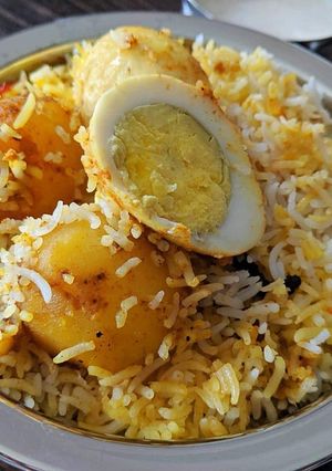 A picture of Kolkata style egg biryani.