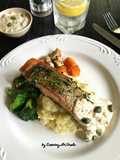 Salmon Steam With Mustard Sauce