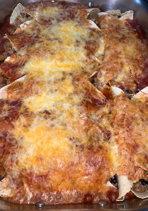 A picture of Red enchiladas.
