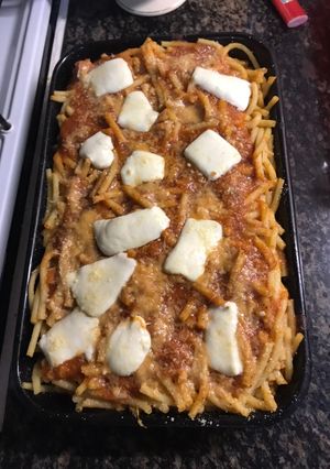 Una foto de Lasaña de berenjena y fideos! 😬