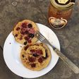 Banana-avena-frutos rojos pancakes