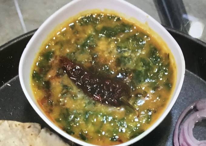 Recipe: Yummy MUDDI PALLYA (Spinach+Fenugreek leaves in thick lentil
curry)