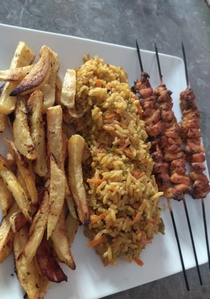 صورة لوصفة طبق ارز مع قطبان دجاج