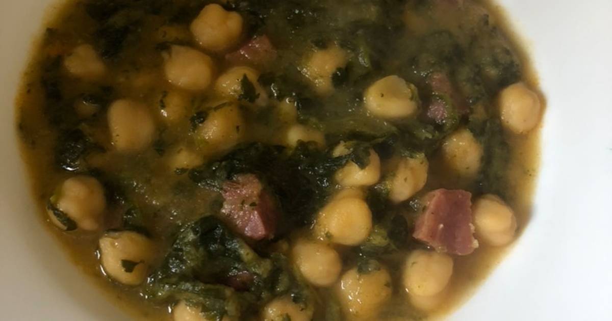 Receta de garbanzos con espinacas y jamón Receta de Yolanda Zamora Rodriguez Cookpad