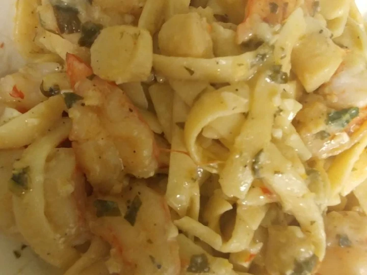 Easy Way Prepare Shrimp/Scallop scampi with linguine the Perfect Appealing