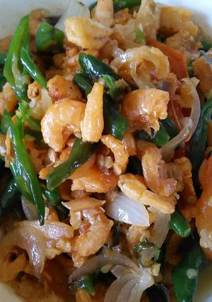 Foto resep Udang kering cabe hijau