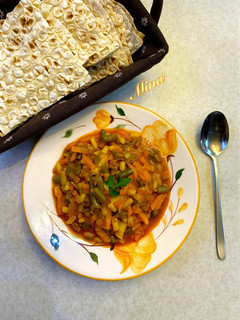 عکسی از دستور خوراک لوبیا سبز با گوشت چرخکرده