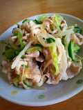 Chilled Pork Shabu-Shabu Salad with Cucumber, Bean Sprouts, and Sesame Flavor
