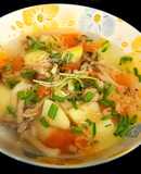 Canh súp nấm thịt xay tép khô