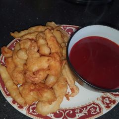 A picture of Homemade crispy chicken with sweet sour sauce 👌.