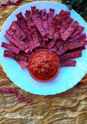 A picture of Beet Coriander Sticks.