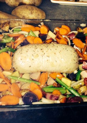 A picture of Tofurkey Roasted Veggies.