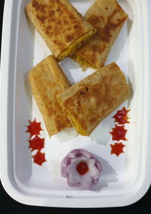 A picture of Leftover chapati wrap.