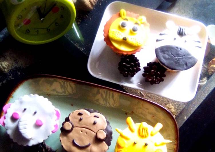 Resep: Fondant cupcakes tema animals🦁 rumahan
