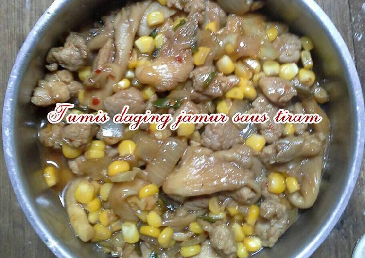 Resep Tumis daging jamur saus tiram Lezat