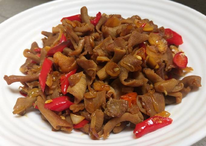 Cara Gampang Menyiapkan 55. Tumis Usus Ayam Pedas Anti Gagal