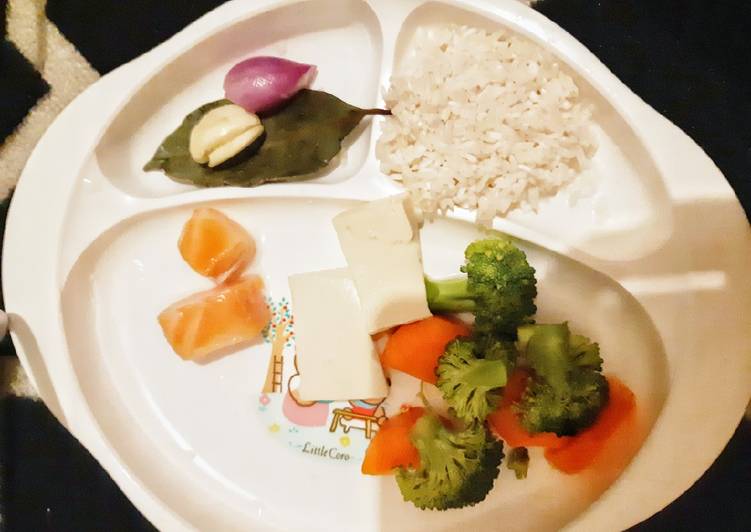 Resep Mpasi 4⭐ tim salmon 6+ with Evoo Anti Gagal