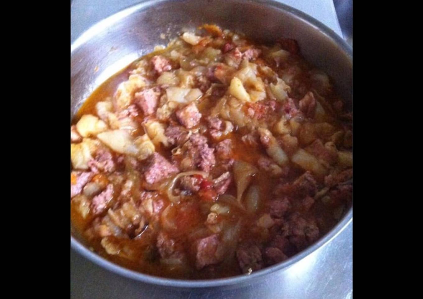 Porc au pâtisson oignons et tomates