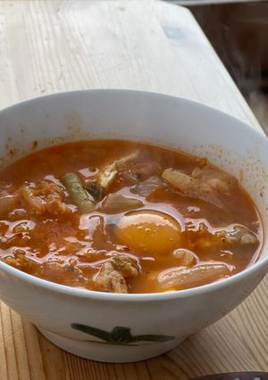A picture of Kimchi Tofu Stew.