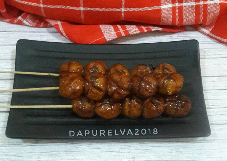 Proses Membuat Sate Bakso Bakar #39, Lezat Sekali