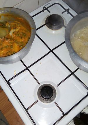 A picture of Spaghetti with peas stew.