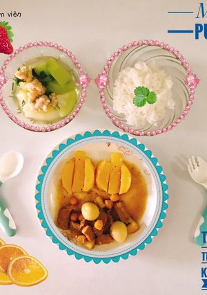 Hình của món Thịt kho trứng cút khoai Tây đậu gà.