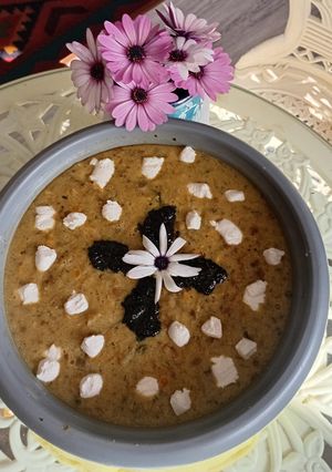 عکسی از دستور آش ملایری بادمجان بدون گوشت
